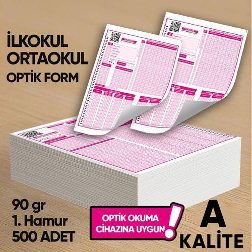 İlkokul-Ortaokul Deneme Sınavları İçin 500 Adet (90 GR) Optik Form - Optik Okuma Uyumlu