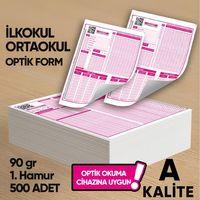 İlkokul-Ortaokul Deneme Sınavları İçin 500 Adet (90 GR) Optik Form - Optik Okuma Uyumlu