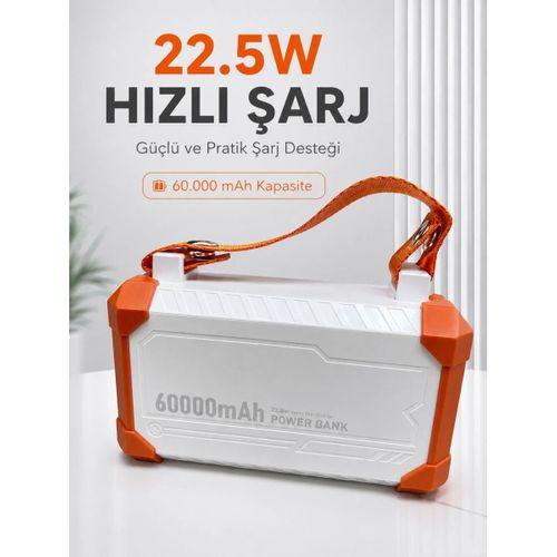 22.5w Hızlı Şarj Destekli 60000 Mah Powerbank 4 Dahili Kablolu Çoklu Usb Type-c Çıkışlı Güç Bankası