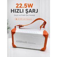 22.5w Hızlı Şarj Destekli 60000 Mah Powerbank 4 Dahili Kablolu Çoklu Usb Type-c Çıkışlı Güç Bankası