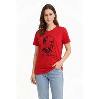 Atatürk Baskılı Tişört Kısa Kollu Bisiklet Yaka  T-Shirt - Kırmızı