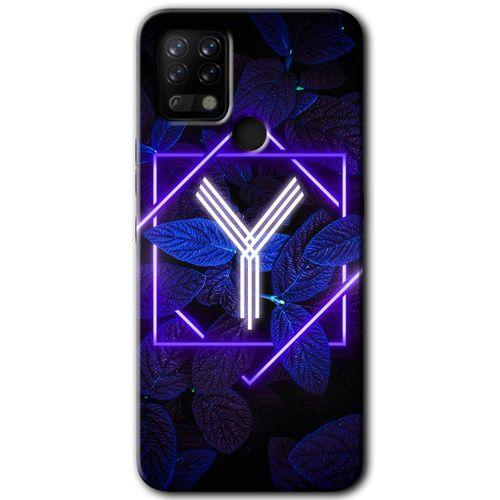 Potkal Hediye Fabrikası Tecno Pova Kılıf HD Desen Baskılı Arka Kapak - Dark Neon Yaprak Y Harfi