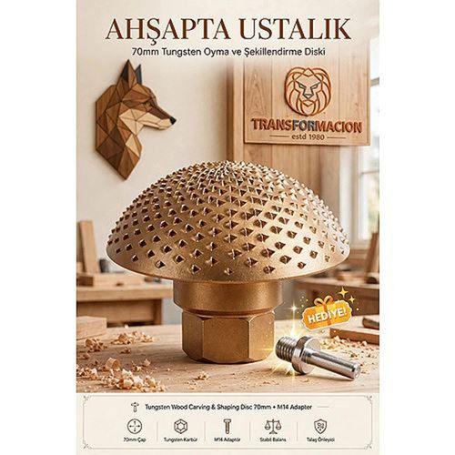Tungsten Ahşap Oyma ve Şekillendirme Diski 70mm Avuç Taşlama Törpüsü + M14 Aparat 723601