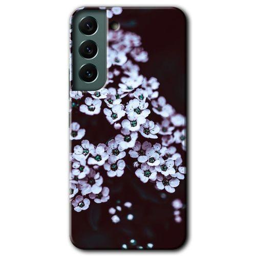 Potkal Hediye Fabrikası Samsung Galaxy S22 HD Baskılı Kılıf + 9D Tam Ekran Koruyucu - Beyaz Çiçek