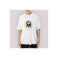 Skull Kuru Kafa Paint Oversize Beyaz Tişört