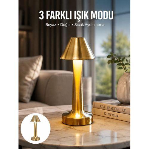 Kablosuz Led Masa Lambası 1800mah 3 Renk Aydınlatma Dokunmatik Yeni Nesil