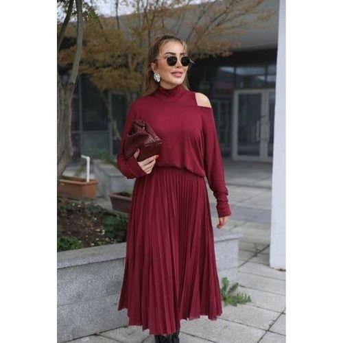 Kadın Triko Plise Ve Tül Detay Iki Parça Elbise