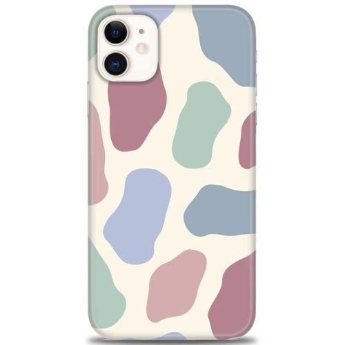 iPhone 11 Kılıf HD Baskılı Kılıf - Renkli Benek + Tam Ekran Koruyucu