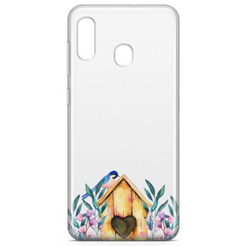 Samsung Galaxy A30 Kılıf Suluboya Kuş Yuvası Arka Kapak Koruma Desenli Full Koruyucu