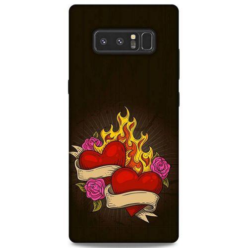 Lopard Samsung Galaxy Note 8 Uyumlu Kılıf Tattoo's (14) Lansman Kılıf Çift Kalp