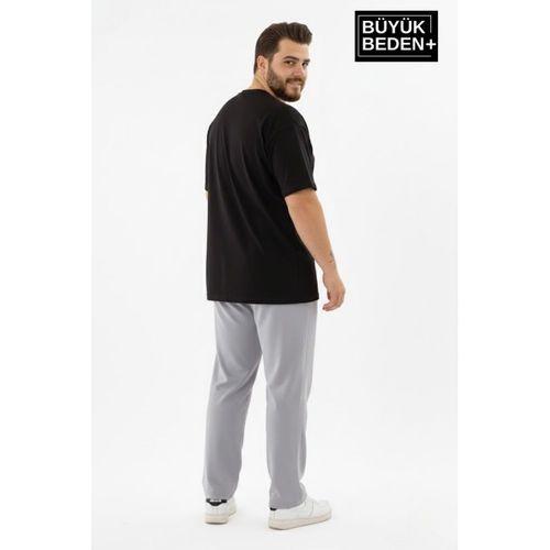 Erkek Büyük Beden New York Baskılı Rahat Kesim Paça Reçme ince Eşofman Altı SPR26EA952-5