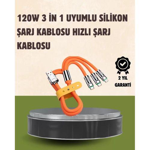 120 w Şarj Ve Veri Aktarımı Kablo– 3 Başlıklı Çok Amaçlı Kablo Yüksek Hızlı
