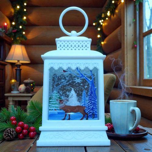 VIP BEYAZ GEYİK YILBAŞI FENERİ GÜN IŞIĞI LED IŞIKLI FENER YILBAŞI HEDİYELERİ YILBAŞI SÜSLERİ