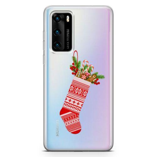 Huawei P40 Kılıf Noel Çorabı Arka Kapak Koruma Desenli Full Koruyucu