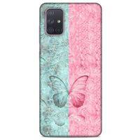 Samsung Galaxy A71 Kılıf Kelebek Etkisi (30) Silicone Case Turkuaz Pembe