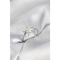 Gümüş Renk Yıldız Model Sedefli Zirkon Taşlı Kadın Yüzük