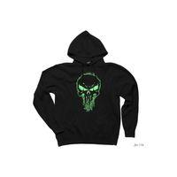 Punisher Green Siyah Kapşonlu Sweatshirt Hoodie