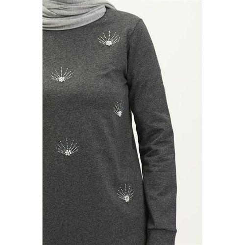 Bisiklet Yaka Uzun Tunik Pantolon Sade Basic Spor Takımı - 03050.017 - Antrasit