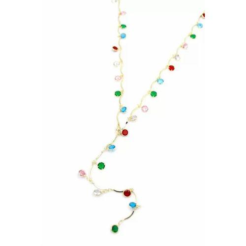 Renkli Taşlı Y Kolye - Altın