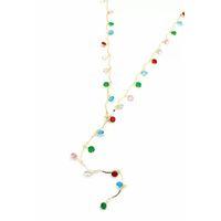 Renkli Taşlı Y Kolye - Altın