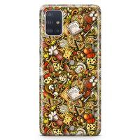 Samsung Galaxy A51 Kılıf Doodle Restaurant Arka Kapak Koruma Desenli Full Koruyucu