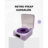 Retro Pikap Hoparlör Bluetooth Aux Usb Type-c Projektörlü 360° Sesli Taşınabilir