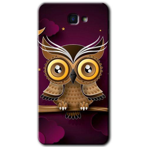 Galaxy J7 Prime Kılıf HD Desen Baskılı Arka Kapak - Owl Bird Branch