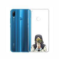 Huawei P20 Lite Çiçek Tutan Kız Şeffaf Telefon Kılıfı