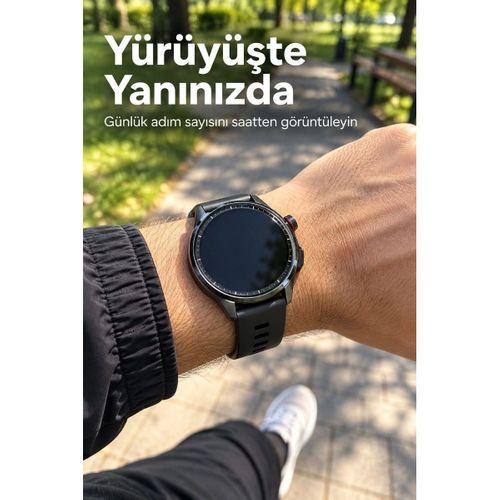 Müzik Kontrolü Özellikli Yuvarlak Ekranlı Şarjlı Akıllı Saat