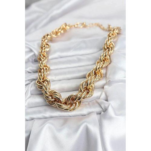 Pirinç Gold Renk Sarmal Halat Model Kadın Kolye