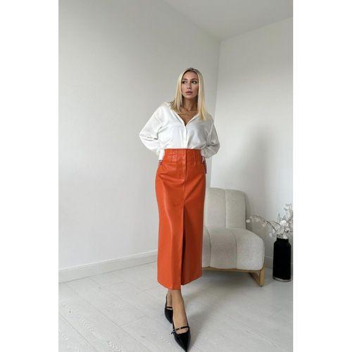 Oranj Yırtmaçlı Süs Patlı Etek