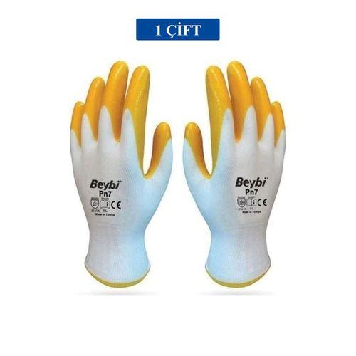 Pn7 Sarı Iş Eldiveni Polyester Örme Nitril Beybi No:10 Royaleks Group - 1 Çift