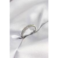 Gümüş Renk Motif Desenli Zirkon Taşlı Kadın Yüzük