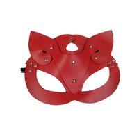 Deri Kedi Kız Maskesi Kırmızı