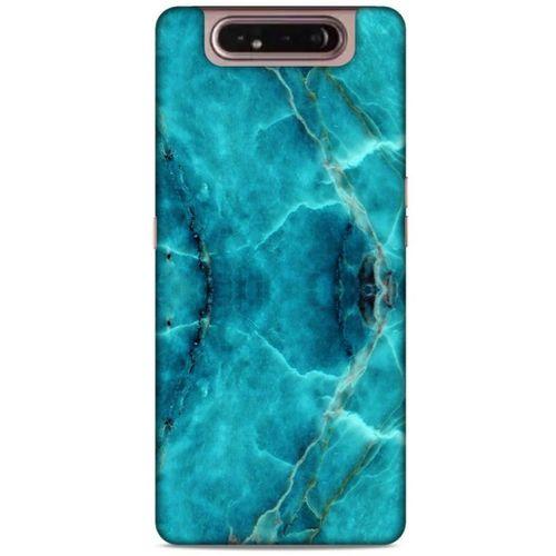 Mermer Desenli (13) Tema Silikon Kap Turkuaz Samsung Galaxy A80 Kılıf