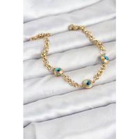 316L Çelik Nazar Model Gold Renk Kadın Bileklik