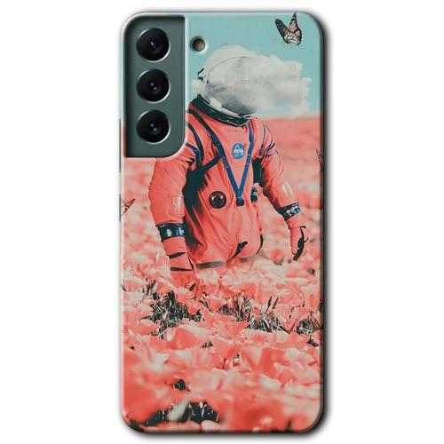 MRCİLETİSİM Samsung Galaxy S22 Plus Kılıf HD Desen Baskılı Arka Kapak + Temperli Cam - Uzay Bahçesi