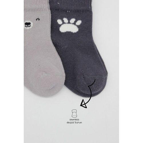 Bistyle Bear Penye Soket Çorap 2'Li BS10116 Gri