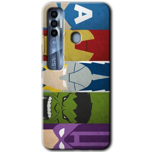 Tecno Spark 7 Pro Kılıf HD Desen Baskılı Arka Kapak+Temperli Cam - Avengers-1