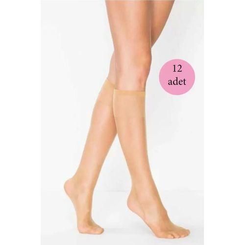 12 Adet Süper Ince 15 Den Mat Pantolon Çorabı Ten