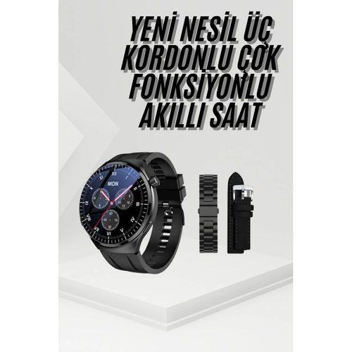 Amoled Ekran Metal Deri Silikon Kordonlu Uyku Ve Sağlık Takibi