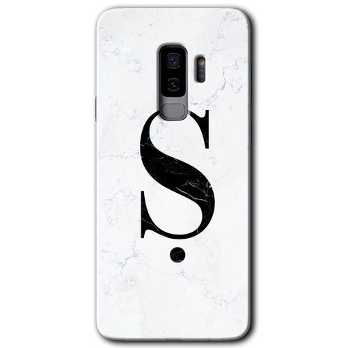 Potkal Hediye Fabrikası Samsung Galaxy S9 Plus Kılıf HD Desen Baskılı Arka Kapak - Beyaz Mermer Desenli Ş Harfi