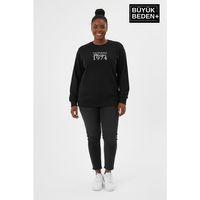 Kadın Büyük Beden California 1974 Baskılı Bisilet Yaka Sweatshirt SPR26BSWK956-2