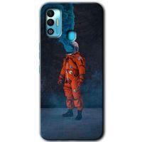 Potkal Hediye Fabrikası Tecno Spark 7T Kılıf HD Desen Baskılı Arka Kapak - Smoke Astronot