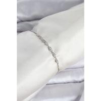 Gümüş Renk Zincir Model Zirkon Taşlı Pirinç Asansörlü Kadın Bileklik