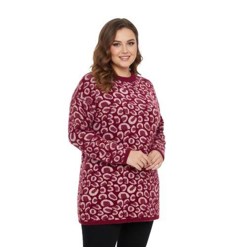 Kadın Leopar Desen Oversize Kazak 140116 BGL-ST04081