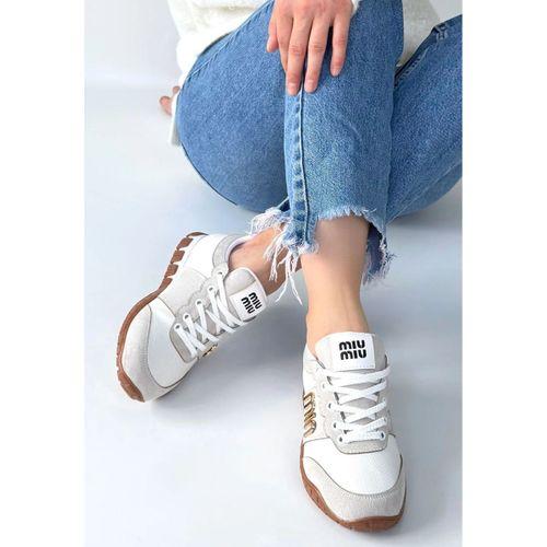 Marje Beyaz Cilt Bağcıklı Spor Ayakkabı