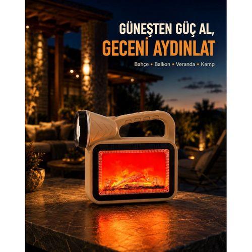 Güneş Enerjili Alev Efektli Lamba Cob Led Su Geçirmez Çok Fonksiyonlu