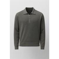 Eric Relax Fit Yarım Fermuarlı Polo Yaka Selanik Kumaş Erkek Sweatshirt - Avcı Yeşili