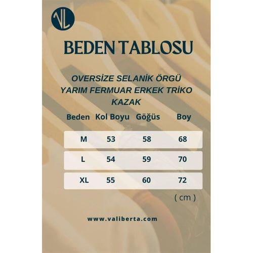 Nolan Oversize Selanik Örgü Yarım Fermuar Erkek Triko Kazak - Kahve